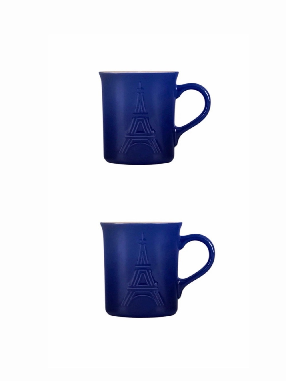 Le Creuset Cobalt Blue Eiffel Tower Ceramic Mug Set of 2